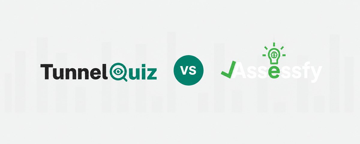 TunnelQuiz logo beside the Assessfy logo, separated by a versus badge