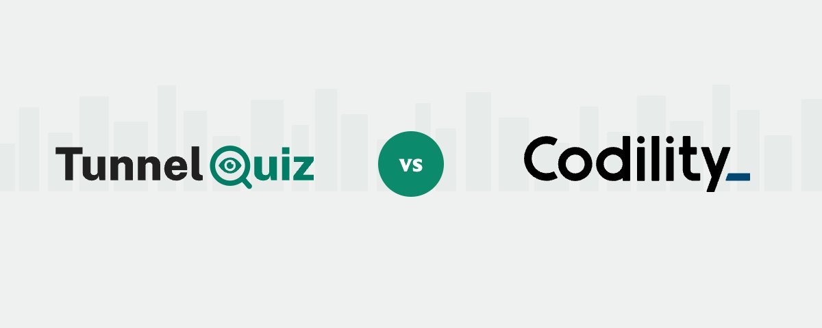 TunnelQuiz logo beside the Codility logo, separated by a versus badge
