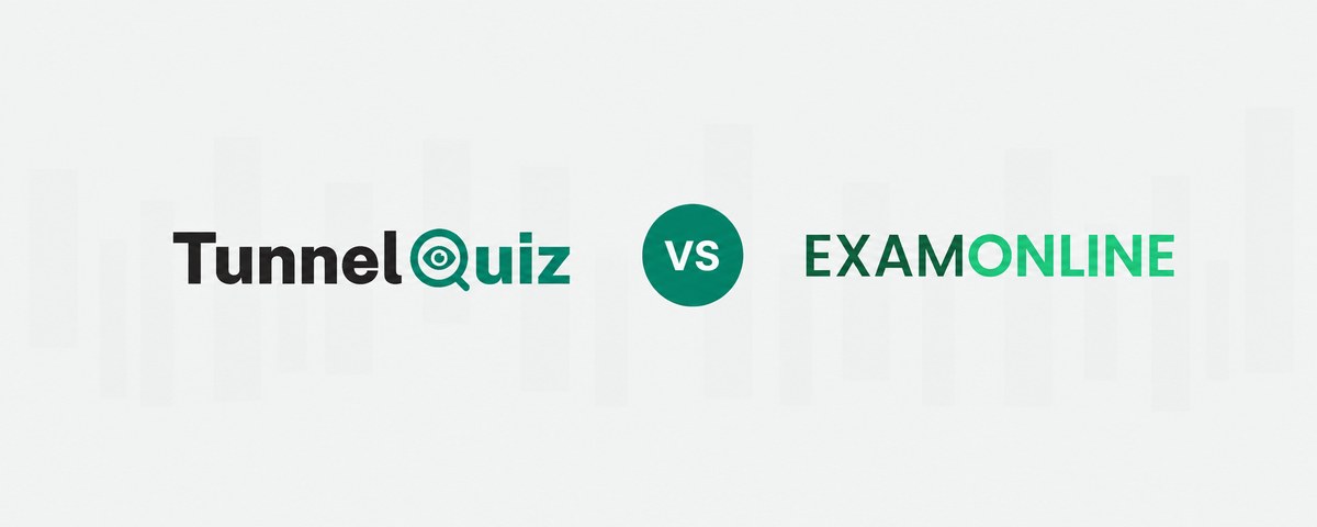 TunnelQuiz logo beside the ExamOnline logo, separated by a versus badge