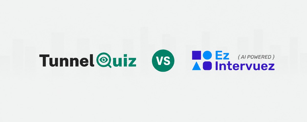 TunnelQuiz logo beside the EzIntervuez logo, separated by a versus badge