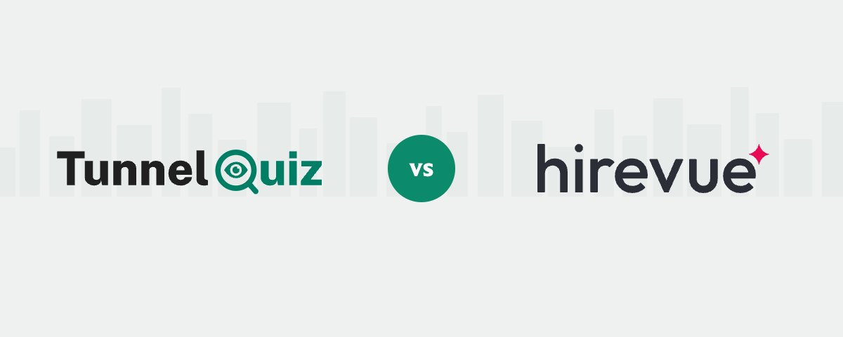 TunnelQuiz logo beside the HireVue logo, separated by a versus badge