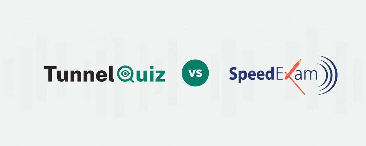 TunnelQuiz logo beside the SpeedExam logo, separated by a versus badge