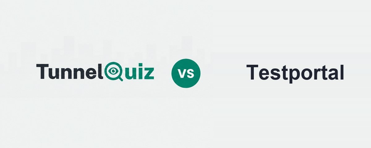 TunnelQuiz logo beside the Testportal logo, separated by a versus badge